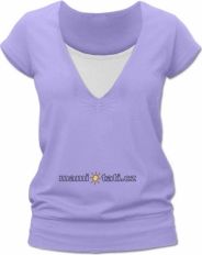 Těhotenské i kojící tričko - krátký rukáv - JULIE šeříkové velikost S/M - obrázek 1