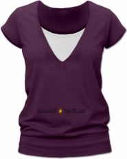 Těhotenské i kojící tričko - krátký rukáv - JULIE švestkové velikost S/M - obrázek 1