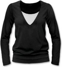 Těhotenské i kojící tričko - dlouhý rukáv - JULIE černé velikost L/XL - obrázek 1