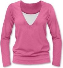 Těhotenské i kojící tričko - dlouhý rukáv - JULIE růžové velikost S/M - obrázek 1