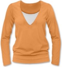 Těhotenské i kojící tričko - dlouhý rukáv - JULIE oranžové velikost S/M - obrázek 1