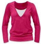 Těhotenské i kojící tričko - dlouhý rukáv - JULIE tmavě růžové velikost L/XL - obrázek 1
