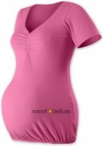 Těhotenská tunika krátký rukáv - TINA růžová velikost S/M - obrázek 1