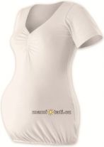 Těhotenská tunika krátký rukáv - TINA smetanová velikost S/M - obrázek 1
