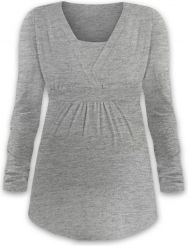 Těhotenská i kojící tunika - dlouhý rukáv - ANIČKA šedý melír velikost L/XL - obrázek 1