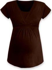 Těhotenská i kojící tunika - krátký rukáv - ANIČKA tmavě hnědá velikost S/M - obrázek 1