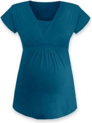Těhotenská i kojící tunika - krátký rukáv - ANIČKA petrolejová velikost S/M - obrázek 1