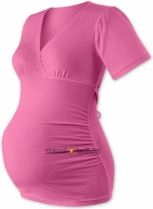 Těhotenské tričko - krátký rukáv - VERONA růžové velikost L/XL - obrázek 1