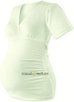 Těhotenské tričko - krátký rukáv - VERONA smetanové velikost S/M - obrázek 1