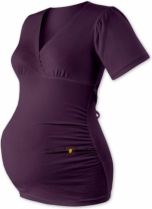 Těhotenské tričko - krátký rukáv - VERONA švestkové velikost L/XL - obrázek 1