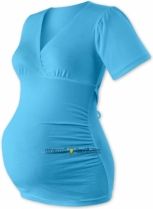 Těhotenské tričko - krátký rukáv - VERONA tyrkysové velikost L/XL - obrázek 1