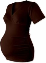 Těhotenské tričko - krátký rukáv - VERONA tmavě hnědé velikost S/M - obrázek 1