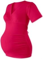 Těhotenské tričko - krátký rukáv - VERONA tmavě růžové velikost L/XL - obrázek 1