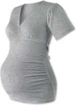 Těhotenské tričko - krátký rukáv - VERONA šedý melír velikost S/M - obrázek 1
