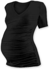 Těhotenské tričko - krátký rukáv - VÝSTŘIH DO V - černé velikost L/XL - obrázek 1