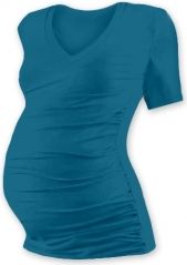Těhotenské tričko - krátký rukáv - VÝSTŘIH DO V - petrolejové velikost L/XL - obrázek 1