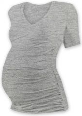 Těhotenské tričko - krátký rukáv - VÝSTŘIH DO V - šedý melír velikost S/M - obrázek 1