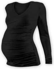 Těhotenské tričko - dlouhý rukáv - VÝSTŘIH DO V - černé velikost S/M - obrázek 1