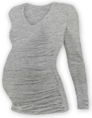 Těhotenské tričko - dlouhý rukáv - VÝSTŘIH DO V - šedý melír velikost S/M - obrázek 1