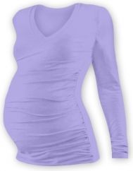 Těhotenské tričko - dlouhý rukáv - VÝSTŘIH DO V - šeříkové velikost S/M - obrázek 1