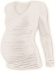 Těhotenské tričko - dlouhý rukáv - VÝSTŘIH DO V - smetanové velikost S/M - obrázek 1