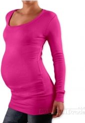 Těhotenské tričko - dlouhý rukáv - NELLY - růžové velikost S/M - obrázek 1