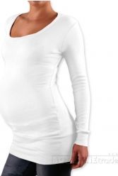 Těhotenské tričko - dlouhý rukáv - NELLY - bílé velikost S/M - obrázek 1