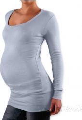 Těhotenské tričko - dlouhý rukáv - NELLY - šedé velikost S/M - obrázek 1