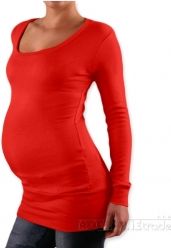 Těhotenské tričko - dlouhý rukáv - NELLY - červené velikost S/M - obrázek 1