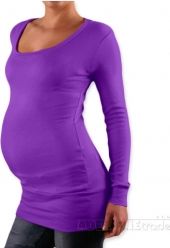 Těhotenské tričko - dlouhý rukáv - NELLY fialové velikost L/XL - obrázek 1