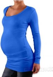 Těhotenské tričko - dlouhý rukáv - NELLY modré velikost S/M - obrázek 1