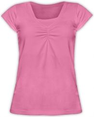 Těhotenské a kojící tričko - krátký rukáv - KARIN - růžové velikost S/M - obrázek 1