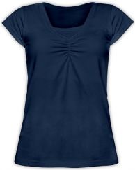 Těhotenské a kojící tričko - krátký rukáv - KARIN - jeans velikost L/XL - obrázek 1