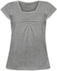 Těhotenské a kojící tričko - krátký rukáv - KARIN - šedý melír velikost S/M - obrázek 1