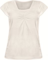 Těhotenské a kojící tričko - krátký rukáv - KARIN - smetanové velikost S/M - obrázek 1
