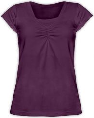 Těhotenské a kojící tričko - krátký rukáv - KARIN - švestkové velikost L/XL - obrázek 1