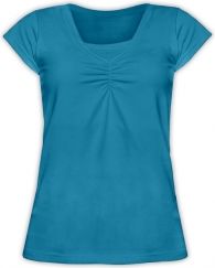 Těhotenské a kojící tričko - krátký rukáv - KARIN - tmavě tyrkysové velikost S/M - obrázek 1