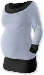 Těhotenské tričko - dlouhý rukáv - DUO šedé s černou velikost S/M - obrázek 1