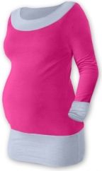 Těhotenské tričko - dlouhý rukáv - DUO růžové se šedou velikost S/M - obrázek 1