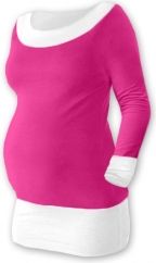 Těhotenské tričko - dlouhý rukáv - DUO růžové s bílou velikost S/M - obrázek 1