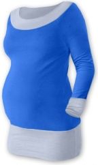 Těhotenské tričko - dlouhý rukáv - DUO modré se šedou velikost S/M - obrázek 1