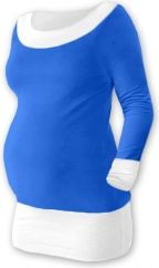 Těhotenské tričko - dlouhý rukáv - DUO modré s bílou velikost S/M - obrázek 1