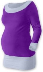 Těhotenské tričko - dlouhý rukáv - DUO fialové se šedou velikost S/M - obrázek 1