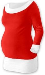 Těhotenské tričko - dlouhý rukáv - DUO červené s bílou  velikost S/M - obrázek 1