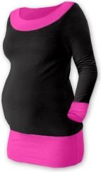 Těhotenské tričko - dlouhý rukáv - DUO černé s růžovou velikost L/XL - obrázek 1