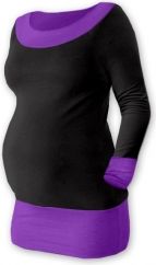 Těhotenské tričko - dlouhý rukáv - DUO černé s fialovou velikost S/M - obrázek 1
