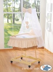 Koš proutěný s NEBESY a výbavou - TŘI SOVY béžový puntík - My Sweet Baby      barevné provedení bílá - obrázek 1