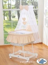 Koš proutěný s NEBESY a výbavou - TŘI SOVY béžový puntík - My Sweet Baby      barevné provedení bílá - obrázek 2