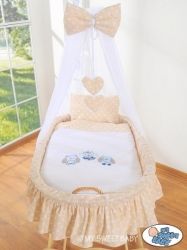 Koš proutěný s NEBESY a výbavou - TŘI SOVY béžový puntík - My Sweet Baby      barevné provedení bílá - obrázek 3