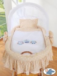 Koš proutěný přírodní s boudičkou a výbavou - TŘI SOVY béžový puntík - My Sweet Baby - obrázek 2